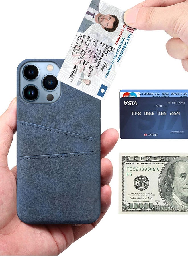 MARGOUN iPhone 13 Pro Max Case Cover Leather with Card Holder for Men Women Phone Case - Blue Blue-1  - Image 3