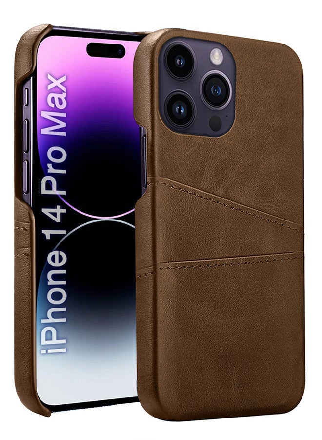 MARGOUN iPhone 14 Pro Max Case Cover Leather with Card Holder for Men Women Phone Case - Brown Brown-1  - Image 1