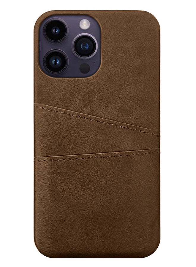 MARGOUN iPhone 14 Pro Max Case Cover Leather with Card Holder for Men Women Phone Case - Brown Brown-1  - Image 2
