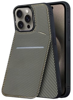 MARGOUN iPhone 15 Pro Max 2Pack Case Leather Cover Card Holder and Kickstand with 1 Screen Protector Tempered Glass for Men Women Phone Case with Carbon Fiber Pattern Grey-2  - Image 4