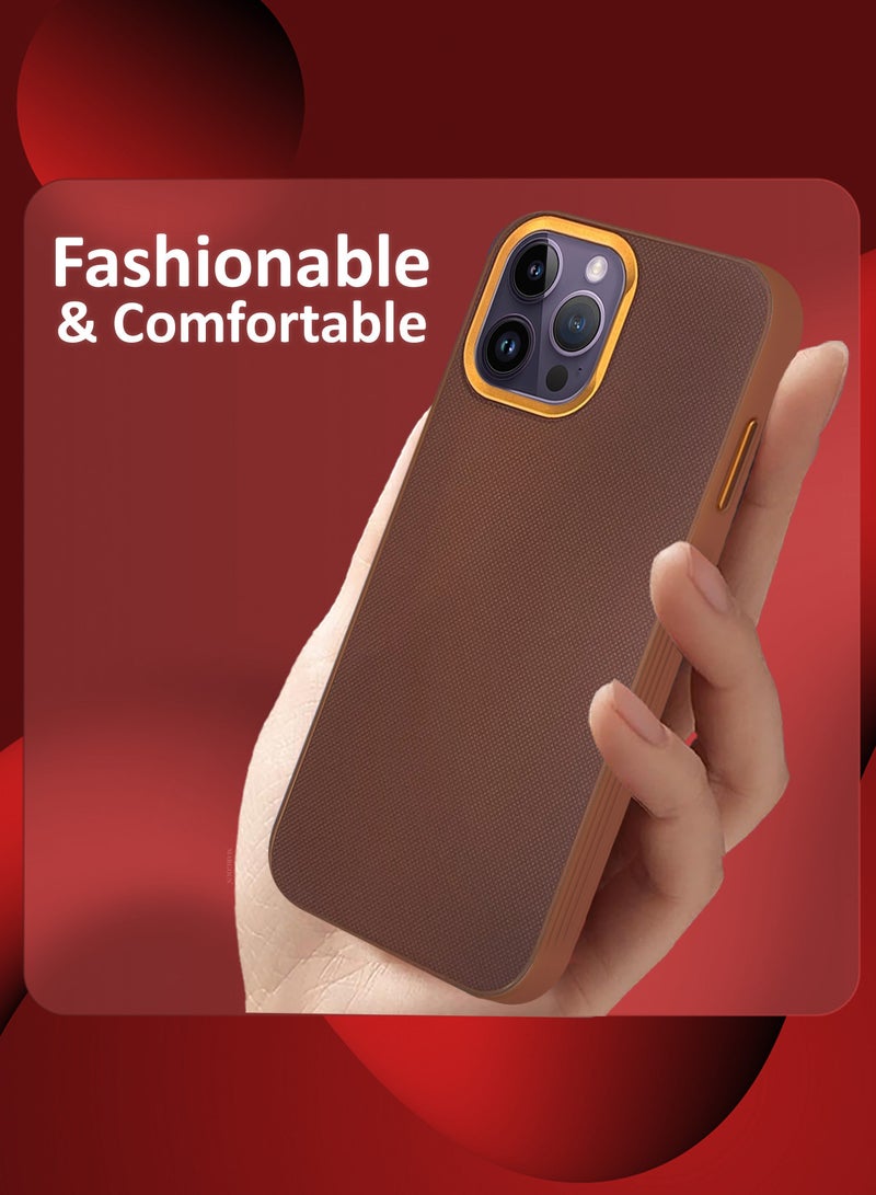 MARGOUN iPhone 14 Pro Max 3 Pack Vegan Leather Case, 1 Cover with 2 Screen Protectors, Slim Fit, Raised Edges for Camera and Screen Protection Brown-3 - Image 3