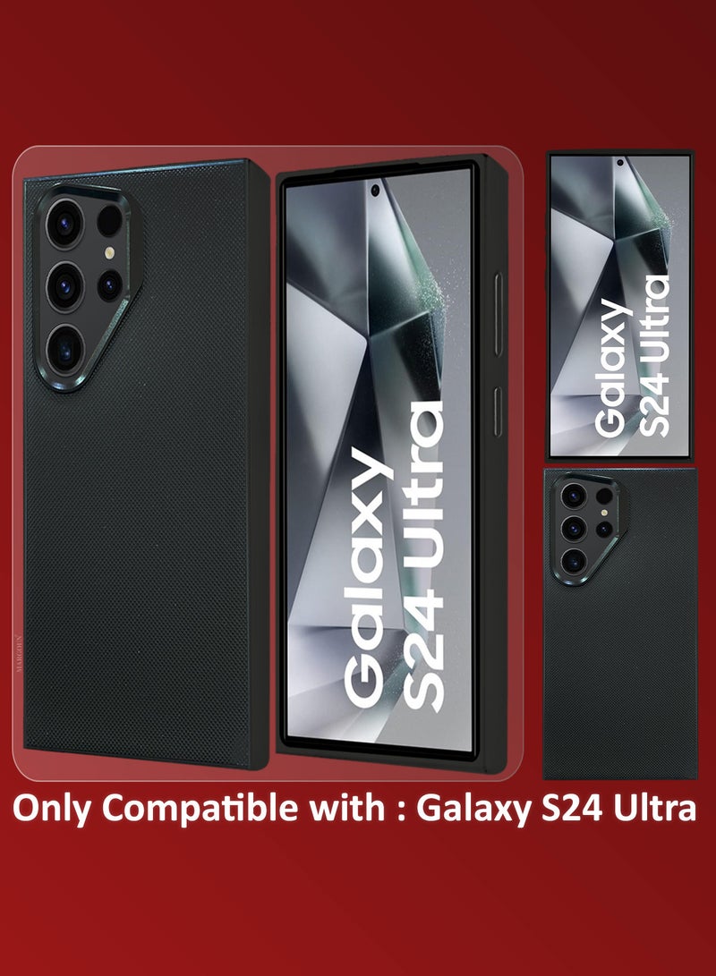 MARGOUN Samsung Galaxy S24 Ultra Vegan Leather Case Cover, Slim Fit, Raised Edges for Camera and Screen Protection Black-1 - Image 2