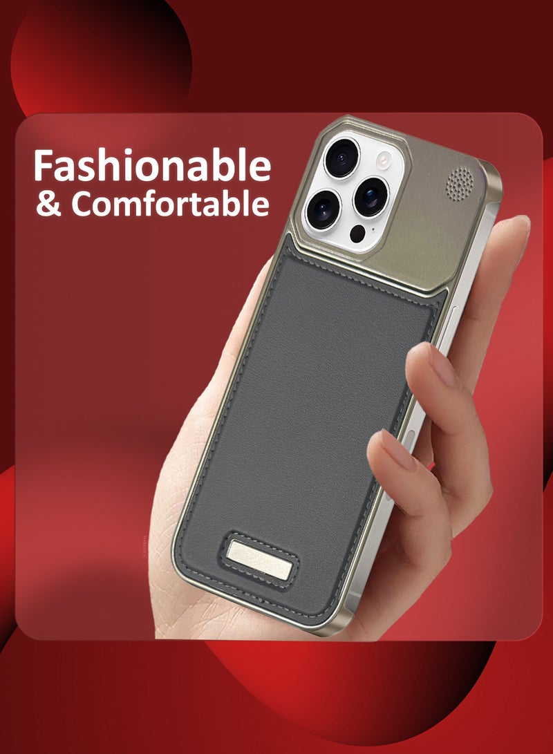 MARGOUN iPhone 16 Pro Max 3 Pack Case Leather Metal Design, Slim Lightweight Minimalist Cover,1 Case 2 Screen Protectors Dark Grey-3  - Image 3