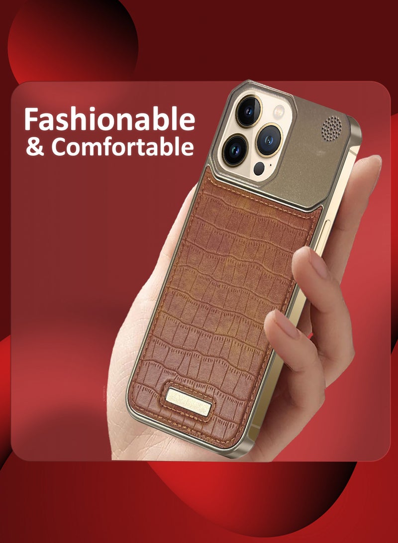 MARGOUN iPhone 13 Pro Max 3 Pack Case Leather Metal Design, Slim Lightweight Minimalist Cover,1 Case 2 Screen Protectors Brown-3  - Image 3