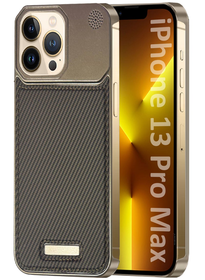 MARGOUN iPhone 13 Pro Max Case Leather Metal Design, Slim Lightweight Minimalist Cover Carbonic Grey-1  - Image 1