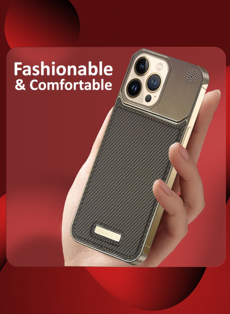 MARGOUN iPhone 13 Pro Max Case Leather Metal Design, Slim Lightweight Minimalist Cover Carbonic Grey-1  - Image 3