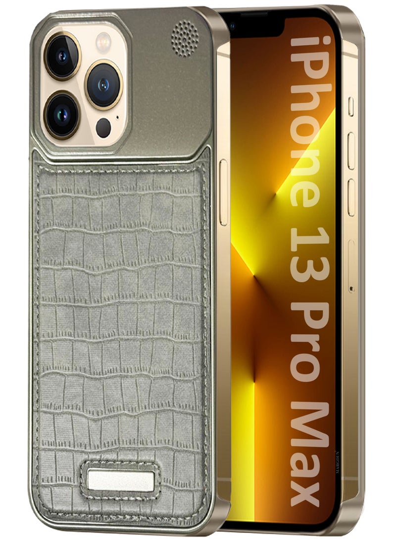 مارجون حافظة آيفون 13 برو ماكس بتصميم جلد معدني، غلاف نحيف وخفيف، تصميم بسيط - Image 1
