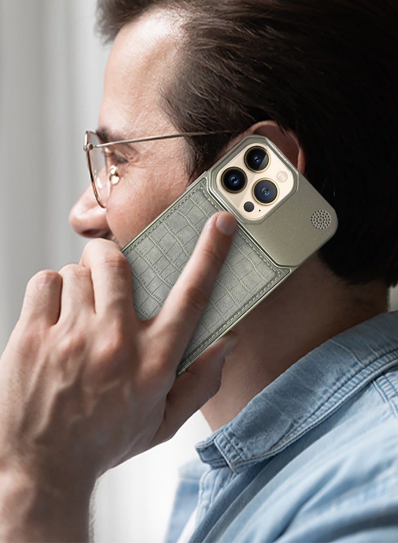 مارجون حافظة آيفون 13 برو ماكس بتصميم جلد معدني، غلاف نحيف وخفيف، تصميم بسيط - Image 4