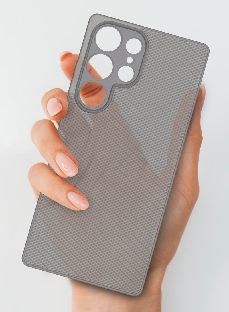 مارجون For Galaxy S25 Ultra, Case Air Skin Line Design Back Cover Sturdy Durable Ultra-Thin Case Drop Protection Cover Clear with Shock Proof Screen Protector - Pack of 2 - Dark Grey-2 - Image 2