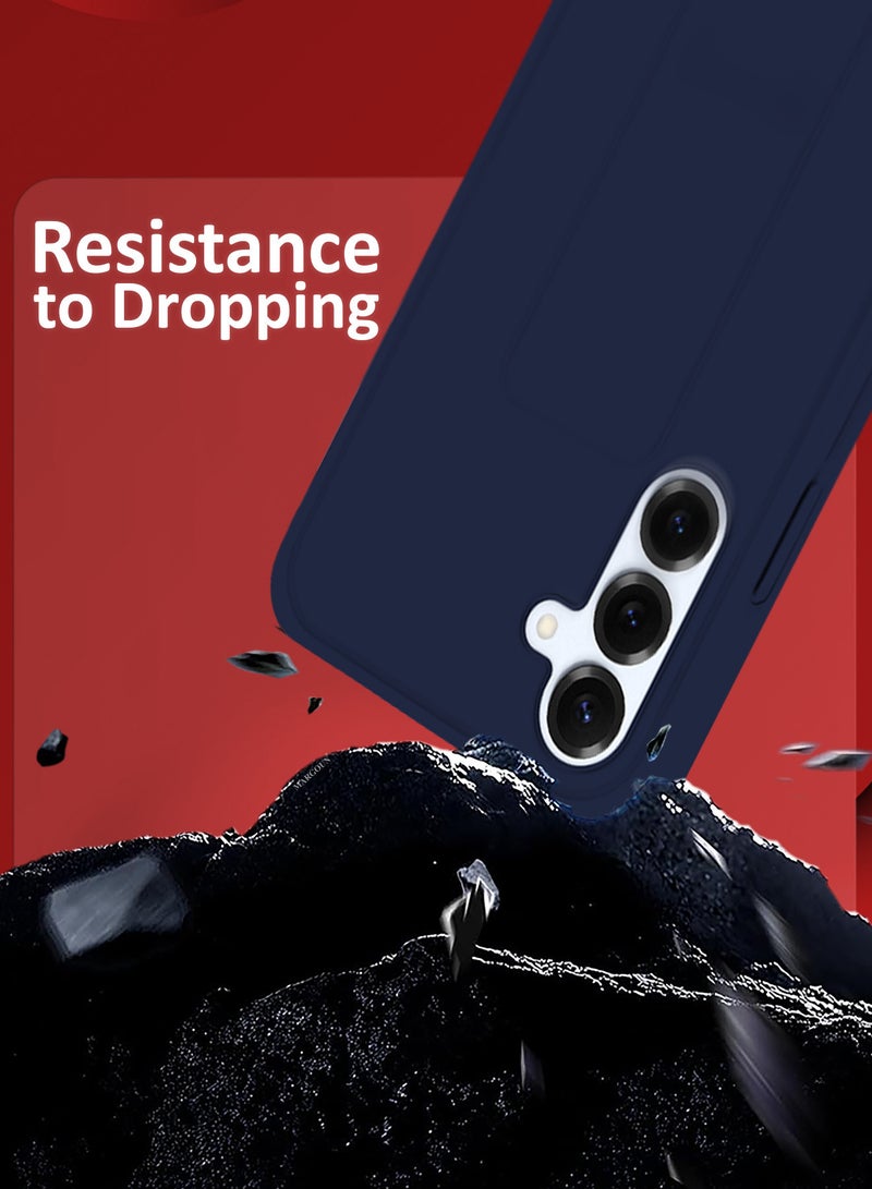 MARGOUN Galaxy S25 Plus Case Silicone with Stand Function Shockproof and Anti Scratch Finger Grip Case Cover / Dark Blue Dark Blue-1 - Image 4