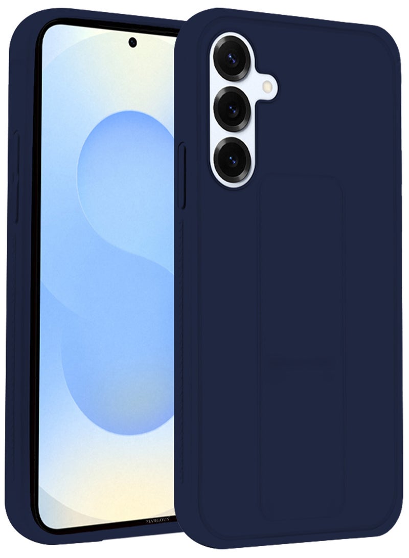 MARGOUN Galaxy S25 Plus Case Silicone with Stand Function Shockproof and Anti Scratch Finger Grip Case Cover / Dark Blue Dark Blue-1 - Image 3