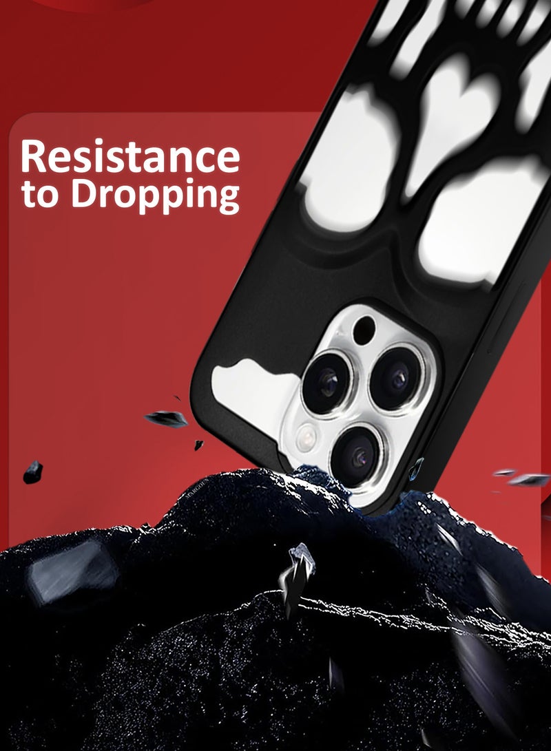 MARGOUN iPhone 16 Pro Max Skull Case Cover Soft TPU and Glossy with Two 3D Shockproof Screen Protector - Pack of 3 - Black-3s - Image 3