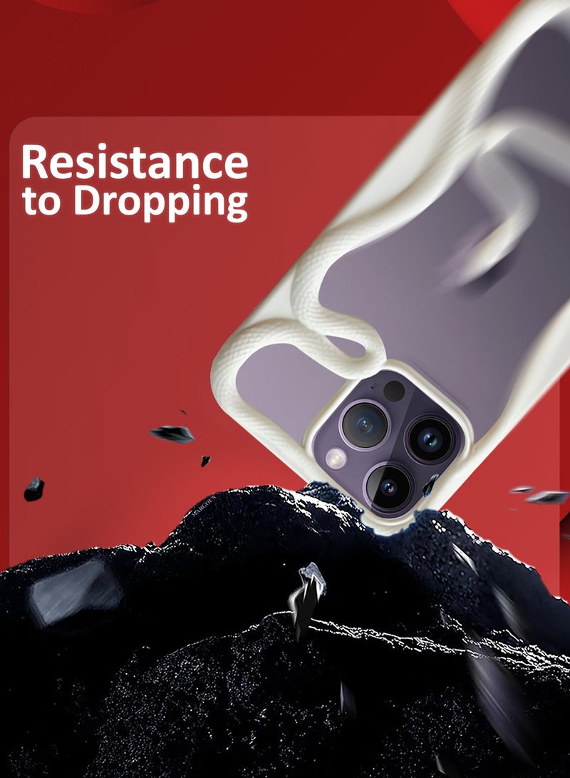 MARGOUN iPhone 14 Pro Max Snake Case Cover Soft TPU and Glossy with Two 3D Shockproof Screen Protector - Pack of 3 - White-3s - Image 2