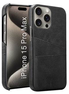 MARGOUN iPhone 15 Pro Max Case Cover Leather with Card Holder for Men Women Phone Case - Black-1  - Image 1