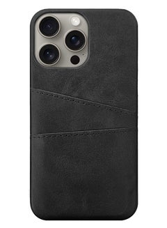 MARGOUN iPhone 15 Pro Max Case Cover Leather with Card Holder for Men Women Phone Case - Black-1  - Image 2