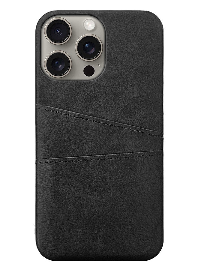 MARGOUN iPhone 15 Pro Max Case Cover Leather with Card Holder for Men Women Phone Case - Black-1  - Image 2