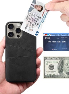 MARGOUN iPhone 15 Pro Max Case Cover Leather with Card Holder for Men Women Phone Case - Black-1  - Image 4