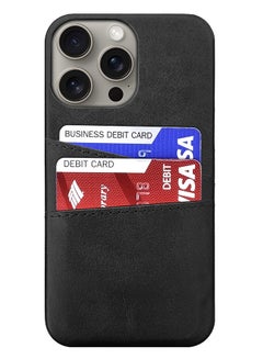 MARGOUN iPhone 15 Pro Max Case Cover Leather with Card Holder for Men Women Phone Case - Black-1  - Image 5