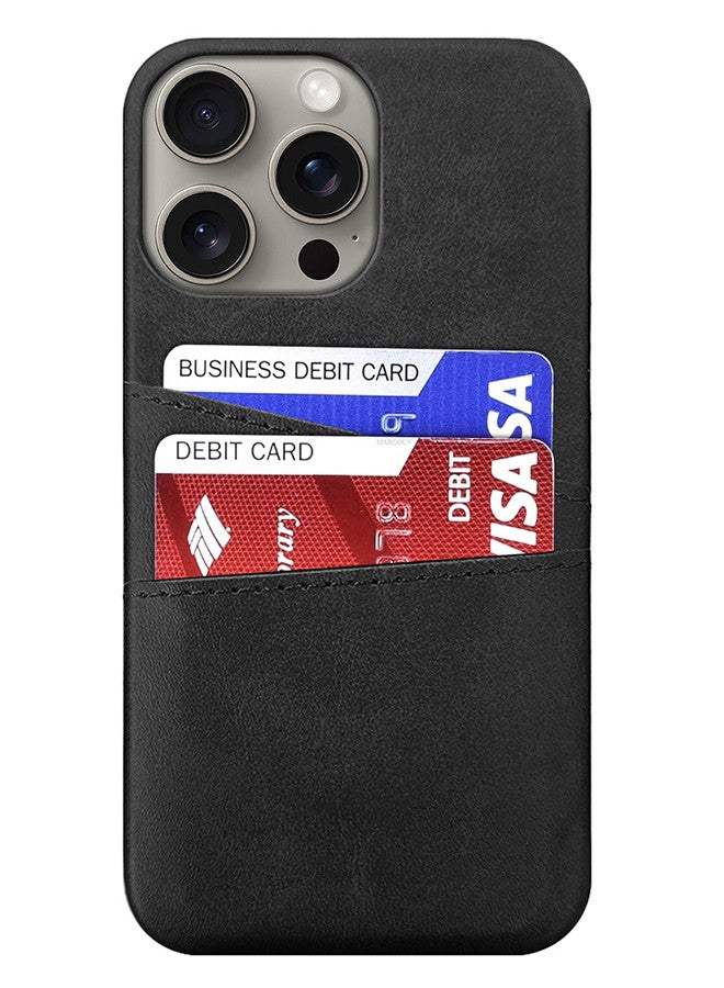 MARGOUN iPhone 15 Pro Max Case Cover Leather with Card Holder for Men Women Phone Case - Black-1  - Image 5