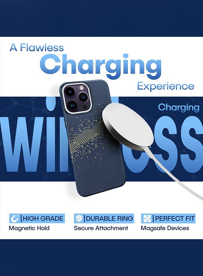 MARGOUN iPhone 14 Pro Max MagEZ Case Cover Fusion Weaving Pattern Kevlar Fiber Bulletproof Vest Cover Protective Ultra Slim Magnetic, Screen and Camera Guard - Pack of 3 -  Milky Way Blue-3k - Image 2