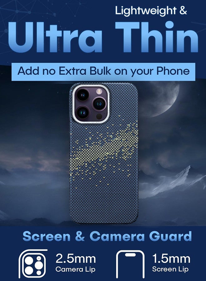 MARGOUN iPhone 14 Pro Max MagEZ Case Cover Fusion Weaving Pattern Kevlar Fiber Bulletproof Vest Cover Protective Ultra Slim Magnetic, Screen and Camera Guard - Pack of 3 -  Milky Way Blue-3k - Image 5