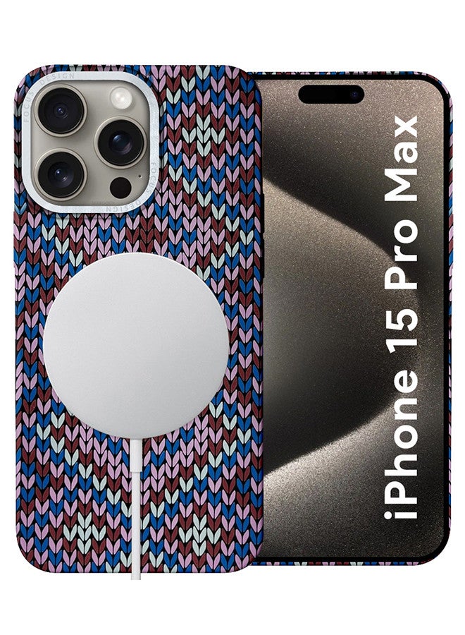 MARGOUN iPhone 15 Pro Max MagEZ Case Cover Fusion Weaving Pattern Kevlar Fiber Bulletproof Vest Cover Protective Ultra Slim Magnetic, Screen and Camera Guard - Purple-1k - Image 2