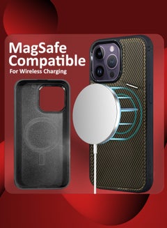 MARGOUN iPhone 14 Pro Max Case Leather Cover Card Holder and Kickstand with 1 Screen Protector Tempered Glass for Men Women Phone Case with Carbon Fiber Pattern - Pack of 2 - Brown-2  - Image 3