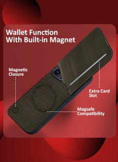 MARGOUN iPhone 14 Pro Max Case Leather Cover Card Holder and Kickstand with 1 Screen Protector Tempered Glass for Men Women Phone Case with Carbon Fiber Pattern - Pack of 2 - Brown-2  - Image 5
