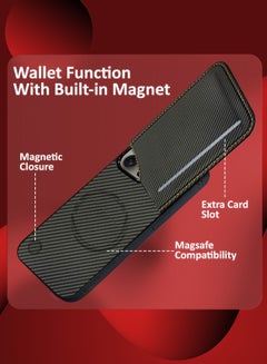 MARGOUN iPhone 15 Pro Max Case Leather Cover Card Holder and Kickstand with 1 Screen Protector Tempered Glass for Men Women Phone Case with Carbon Fiber Pattern - Pack of 2 - Black-2  - Image 4