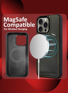 MARGOUN iPhone 15 Pro Max Case Leather Cover Card Holder and Kickstand with 1 Screen Protector Tempered Glass for Men Women Phone Case with Carbon Fiber Pattern - Pack of 2 - Black-2  - Image 5