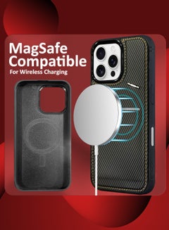 MARGOUN iPhone 16 Pro Max Case Leather Cover Card Holder and Kickstand with 1 Screen Protector Tempered Glass for Men Women Phone Case with Carbon Fiber Pattern - Pack of 2 - Black-2  - Image 5