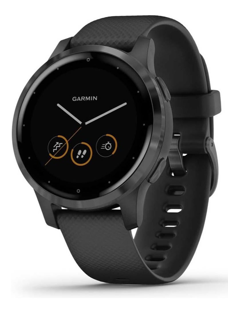 GARMIN - VIVOACTIVE 4S, 40mm Smaller-Sized GPS Smartwatch, Features Music, Body Energy Monitoring, Animated Workouts, Pulse Ox Sensors and More, PVD Black/Slate BLACK - Image 1