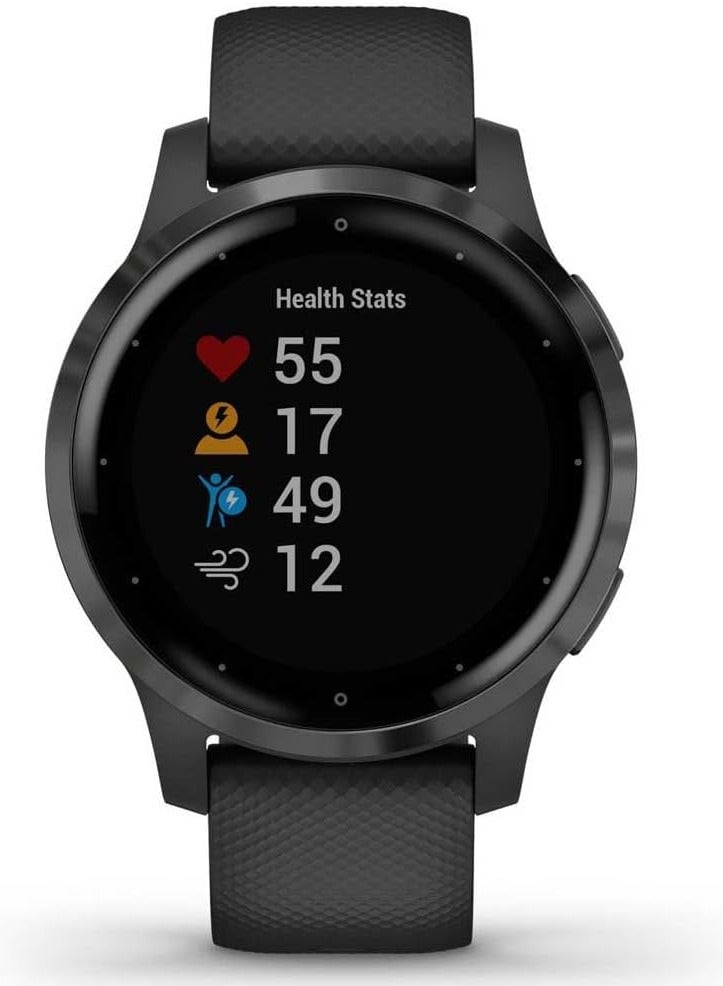 GARMIN - VIVOACTIVE 4S, 40mm Smaller-Sized GPS Smartwatch, Features Music, Body Energy Monitoring, Animated Workouts, Pulse Ox Sensors and More, PVD Black/Slate BLACK - Image 1