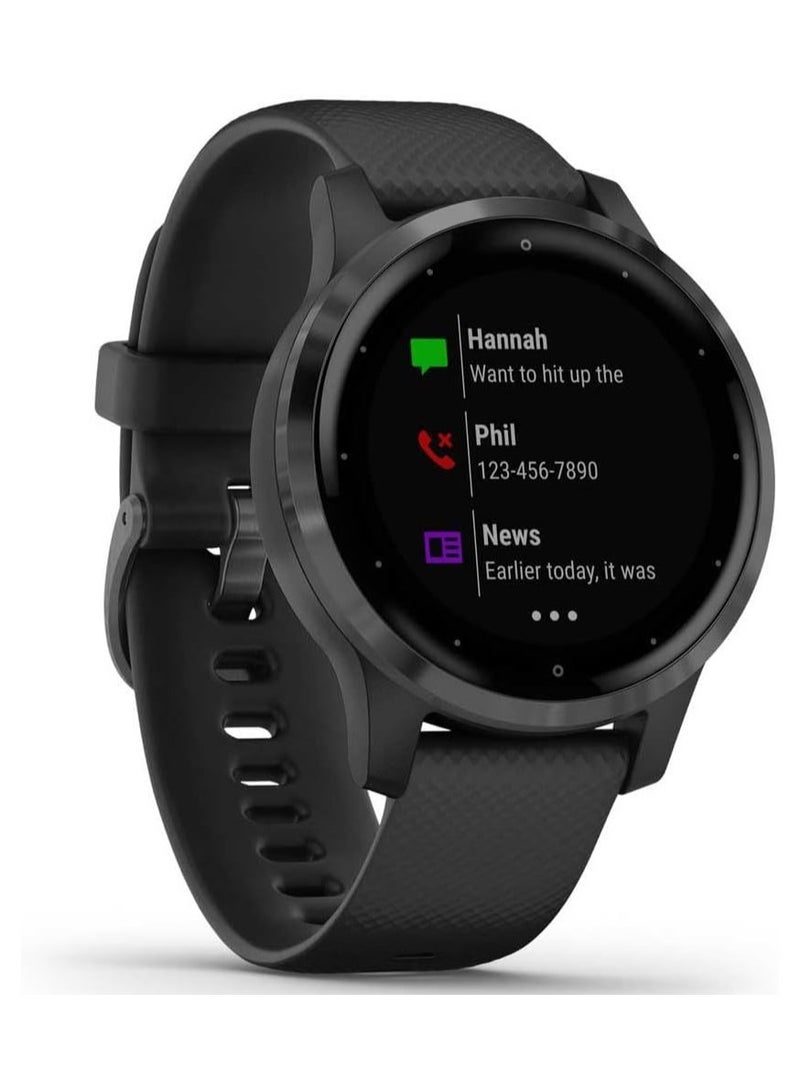 GARMIN - VIVOACTIVE 4S, 40mm Smaller-Sized GPS Smartwatch, Features Music, Body Energy Monitoring, Animated Workouts, Pulse Ox Sensors and More, PVD Black/Slate BLACK - Image 1