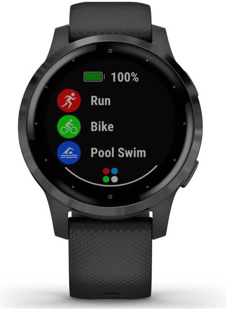 GARMIN - VIVOACTIVE 4S, 40mm Smaller-Sized GPS Smartwatch, Features Music, Body Energy Monitoring, Animated Workouts, Pulse Ox Sensors and More, PVD Black/Slate BLACK - Image 1