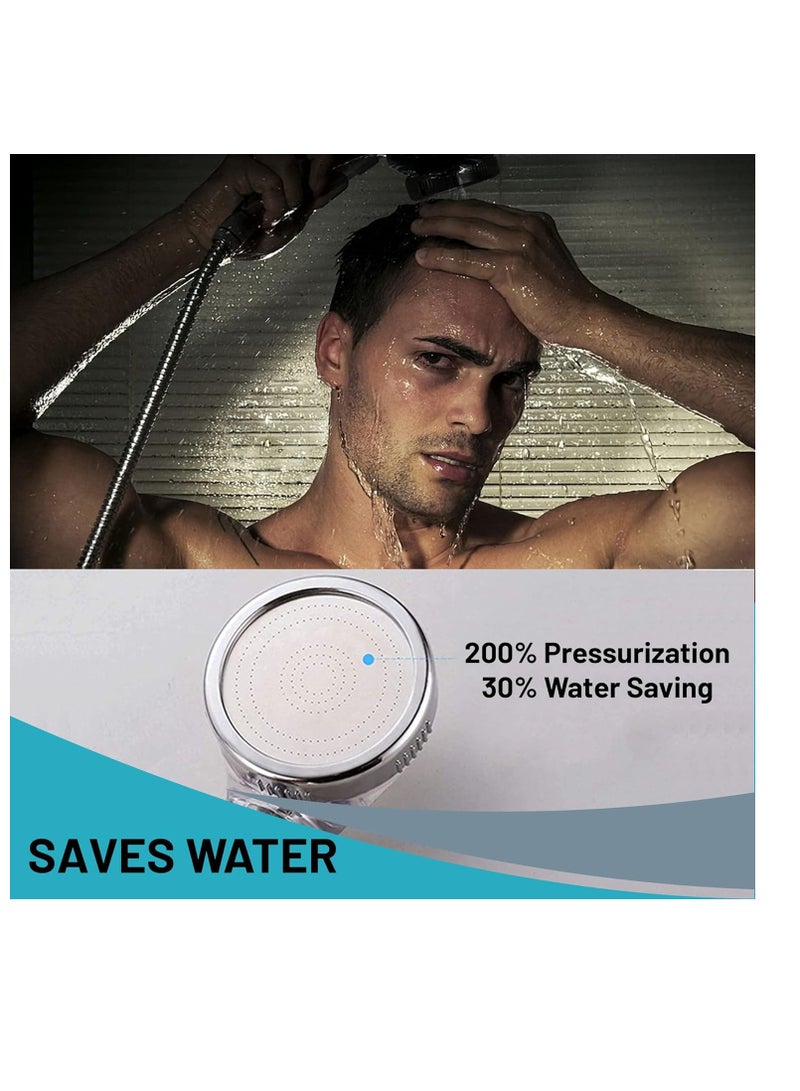 ECVV - ECVV Handheld Shower Head, High Pressure With Water Saving 3 Modes Settings Detachable Filter Head For Hair & Skin Replaceable Mineral Balls, Clear Shower01 multi - Image 1