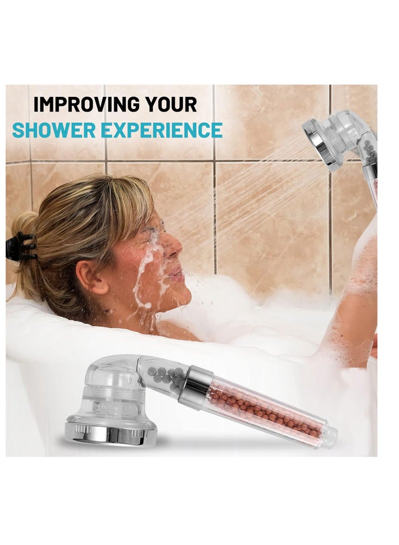 ECVV - ECVV Handheld Shower Head, High Pressure With Water Saving 3 Modes Settings Detachable Filter Head For Hair & Skin Replaceable Mineral Balls, Clear Shower01 multi - Image 1