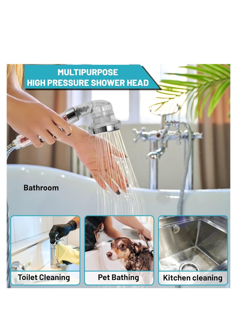 ECVV - ECVV Handheld Shower Head, High Pressure With Water Saving 3 Modes Settings Detachable Filter Head For Hair & Skin Replaceable Mineral Balls, Clear Shower01 multi - Image 1