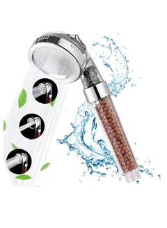 ECVV Handheld Shower Head, High Pressure With Water Saving 3 Modes Settings Detachable Filter Head For Hair & Skin Replaceable Mineral Balls, Clear Shower01 multi