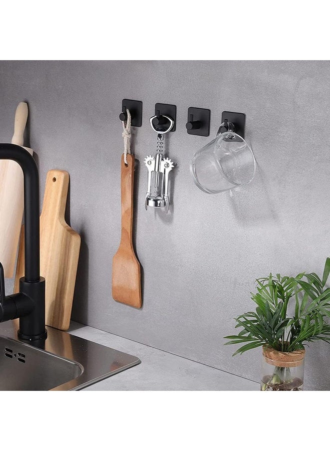ECVV Towel Hooks for Bathrooms, Heavy Duty Bath Robe Hook for Hanging Coat Hat Towel, Strong Self-Adhesive Shower Hook Black Pack of 2 Pcs Black  - Image 5