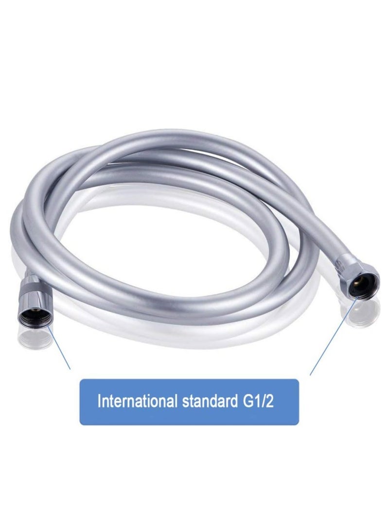 إي سي في في Shower hose 2m extra long 79 inch, long replacement handheld flexible shower hose, anti-kink, standard g 1/2- silver Silver  - Image 2