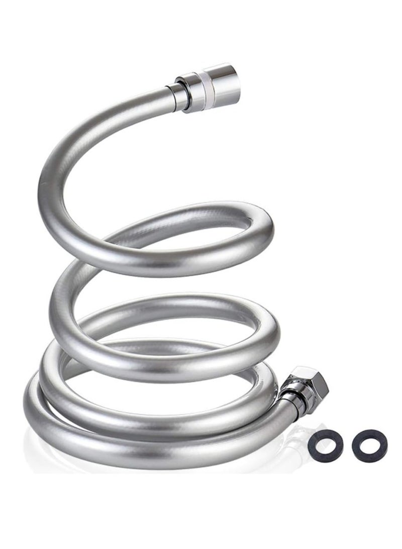 إي سي في في Shower hose 2m extra long 79 inch, long replacement handheld flexible shower hose, anti-kink, standard g 1/2- silver Silver  - Image 1