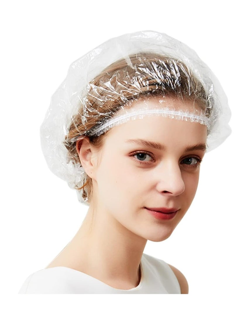 ECVV Disposable Shower Cap 200 Pcs Thickening Women Waterproof Shower Hat High Elastic Conditioning Steam Cap for Hair Treatment, Women Spa, Travel, Men and Hotel-Normal Size - Image 1