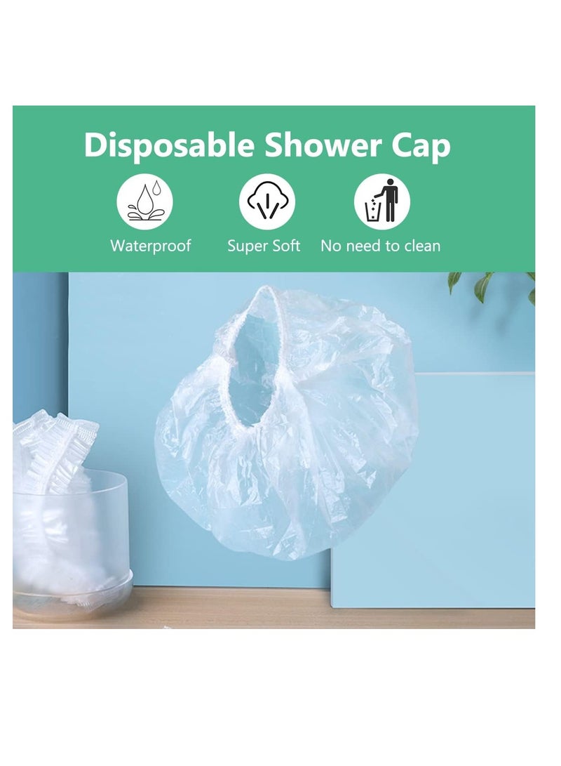 ECVV Disposable Shower Cap 200 Pcs Thickening Women Waterproof Shower Hat High Elastic Conditioning Steam Cap for Hair Treatment, Women Spa, Travel, Men and Hotel-Normal Size - Image 3