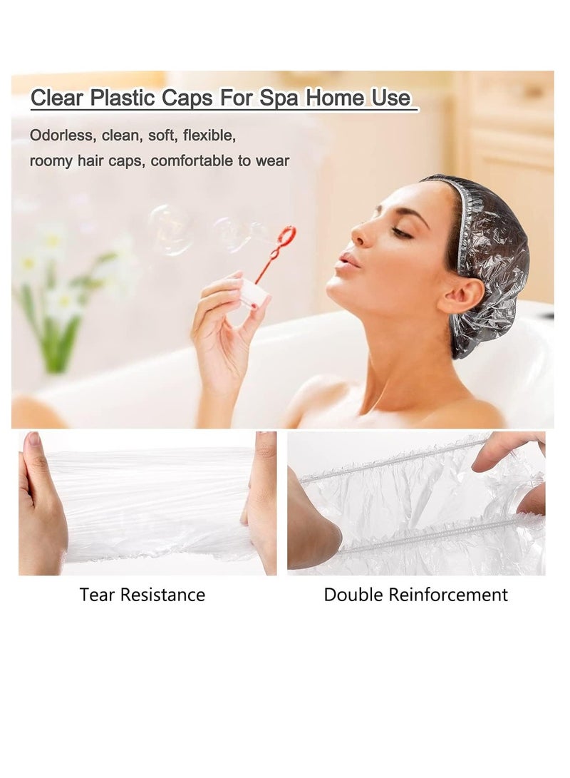 ECVV Disposable Shower Cap 200 Pcs Thickening Women Waterproof Shower Hat High Elastic Conditioning Steam Cap for Hair Treatment, Women Spa, Travel, Men and Hotel-Normal Size - Image 4