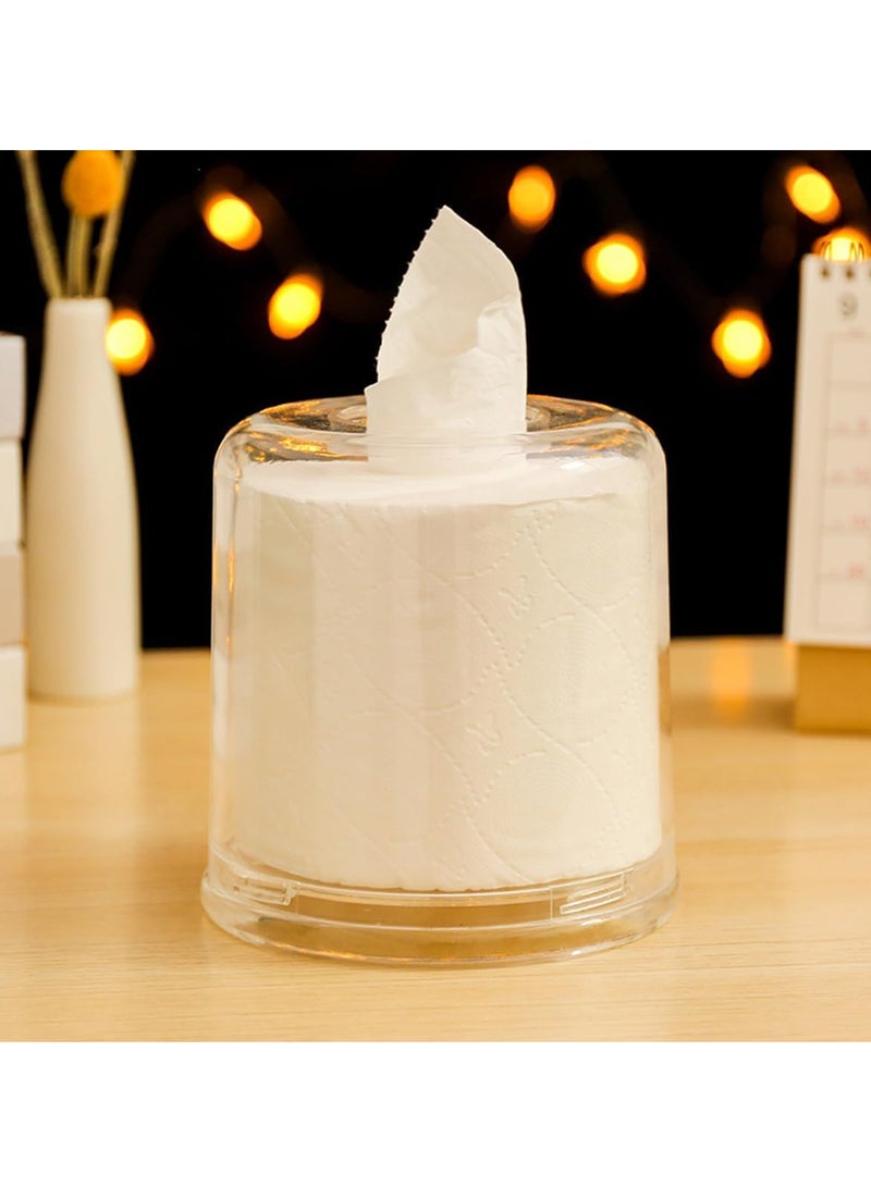 إي سي في في ECVV Acrylic Tissue Box Cover Clear, Round Clear Tissue Box Dispenser Box for Facial Tissue, Napkins, Dryer Sheets, Perfect for Bathroom, Countertop, Kitchen, Bedroom Dresser and Office Room Clear  - Image 1