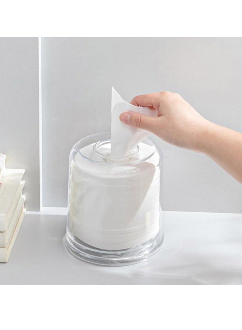 إي سي في في ECVV Acrylic Tissue Box Cover Clear, Round Clear Tissue Box Dispenser Box for Facial Tissue, Napkins, Dryer Sheets, Perfect for Bathroom, Countertop, Kitchen, Bedroom Dresser and Office Room Clear  - Image 4