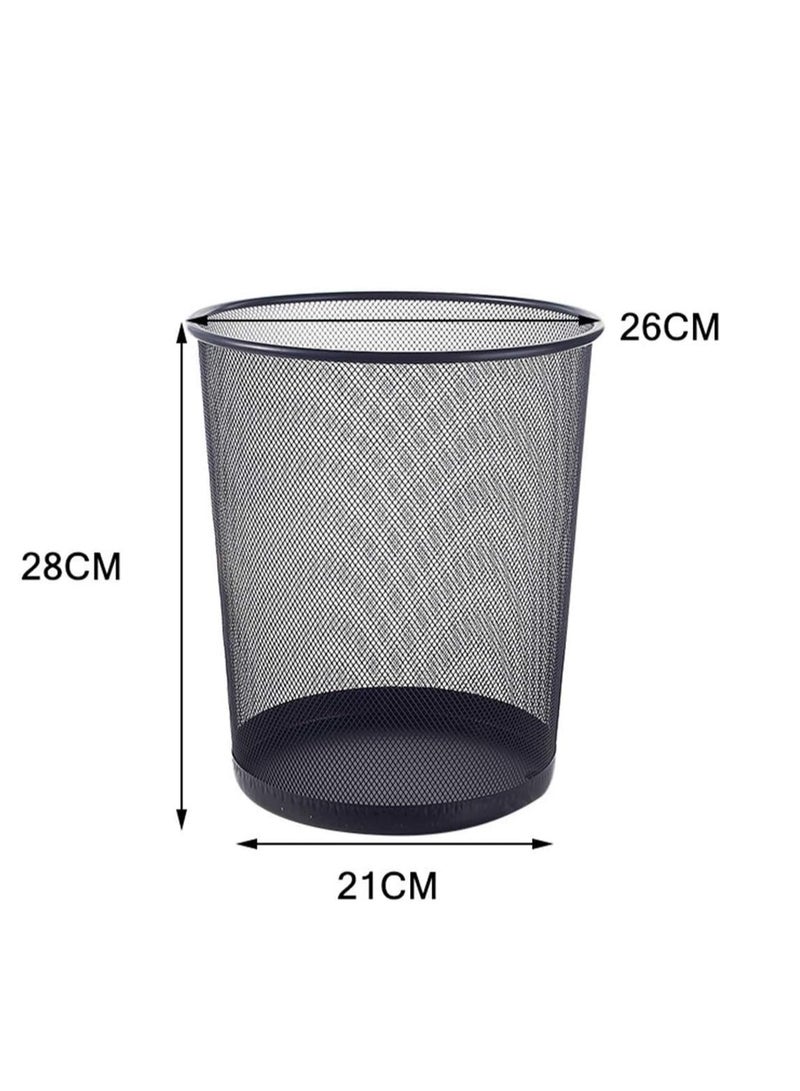 إي سي في في - Trash Can Circular Mesh Bin Waste Paper Basket Trash can Circular Metal Mesh Waste Paper Bin Lightweight Black - Image 1