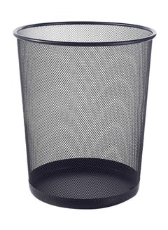 Trash Can Circular Mesh Bin Waste Paper Basket Trash can Circular Metal Mesh Waste Paper Bin Lightweight Black