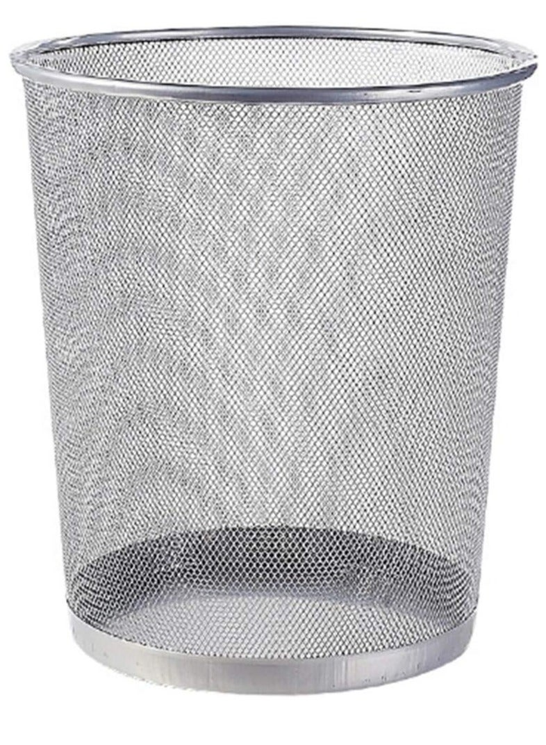 ECVV Trash Can Circular Mesh Bin Waste Paper Basket，Trash can Circular Metal Mesh Waste Paper Bin Lightweight - Image 1